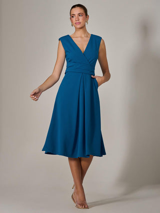 Sleeveless Tie Waist Midi Dress, Teal