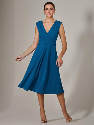 Sleeveless Tie Waist Midi Dress, Teal