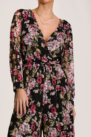 Lace Long Sleeve Jumpsuit, Multi Floral