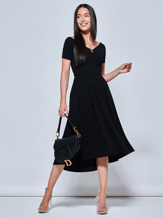 Off The Shoulder Dip Hem Dress, Black Jolie Moi Wholesale Off The Shoulder Dip Hem Dress, Black Jolie Moi Wholesale