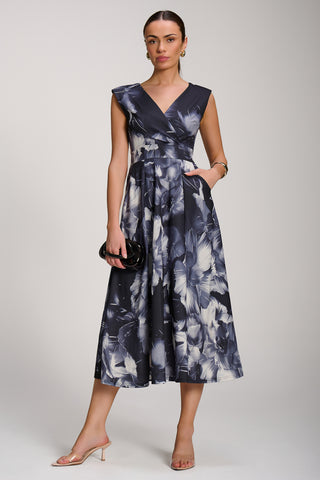 Scuba Printed Midaxi Dress, Black Abstract