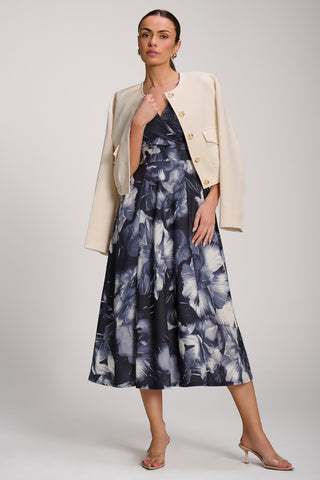 Scuba Printed Midaxi Dress, Black Abstract