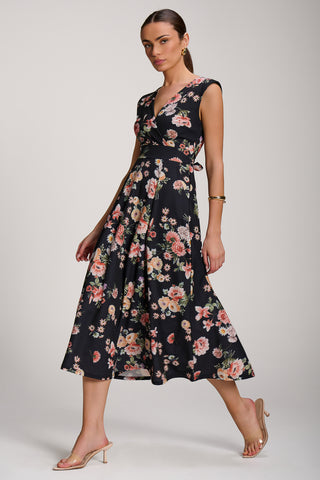 Scuba Printed Midaxi Dress, Black Floral