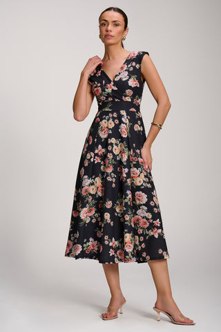 Scuba Printed Midaxi Dress, Black Floral