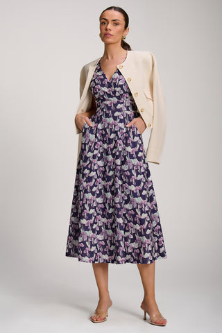 Scuba Printed Midaxi Dress, Purple Floral