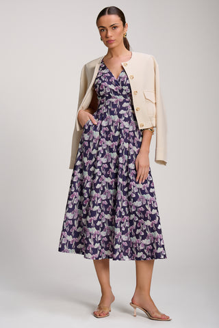 Scuba Printed Midaxi Dress, Purple Floral