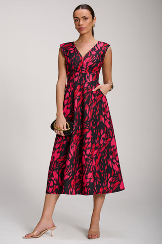 Scuba Printed Midaxi Dress, Red Animal