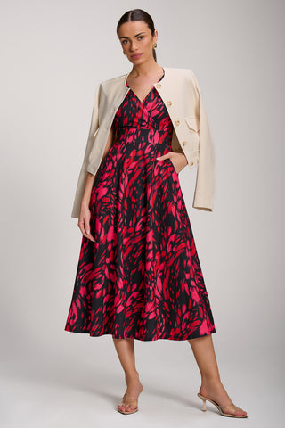 Scuba Printed Midaxi Dress, Red Animal