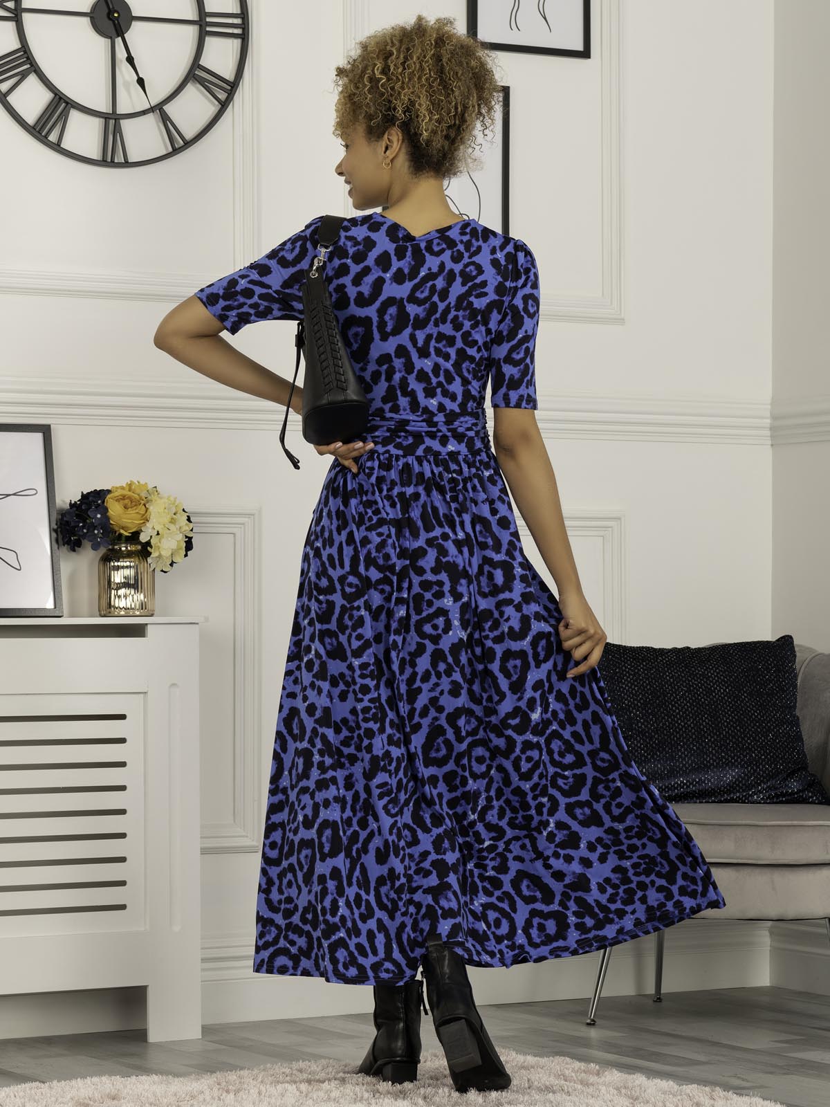 Elisha Print Jersey Maxi Dress, Blue Animal