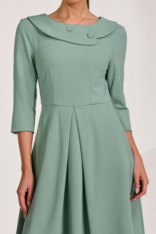 Roll Collar Midi Dress, Mint Green