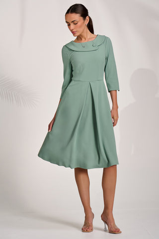 Roll Collar Midi Dress, Mint Green