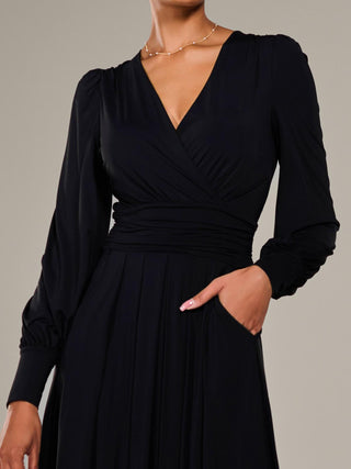 Long Sleeve Super Soft Jersey Maxi Dress, Black
