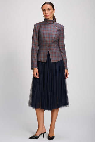 Tulle Godet Midi Skirt, Navy