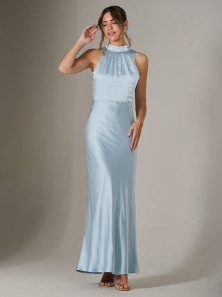 Halter Neck Maxi Dress, Blue