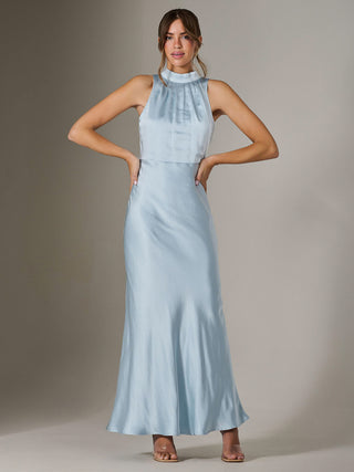 Halter Neck Maxi Dress, Blue