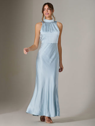 Halter Neck Maxi Dress, Blue