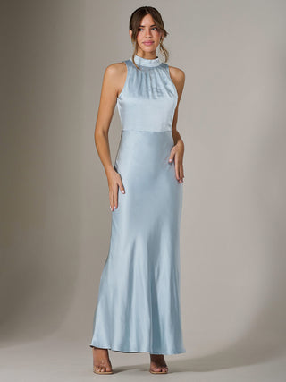Halter Neck Maxi Dress, Blue