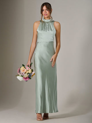 Halter Neck Maxi Dress, Green