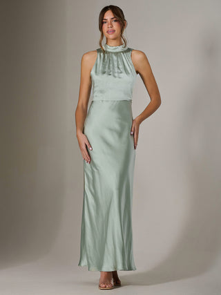 Halter Neck Maxi Dress, Green