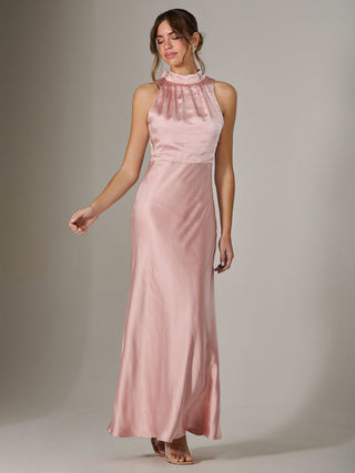 Halter Neck Maxi Dress, Pink