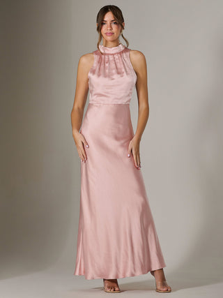 Halter Neck Maxi Dress, Pink