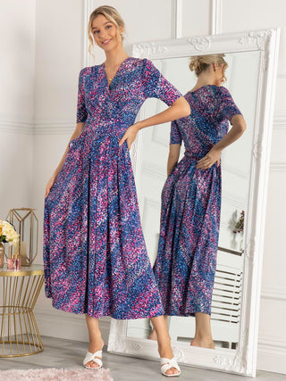 Josie Animal Print Maxi Dress, Blue Multi