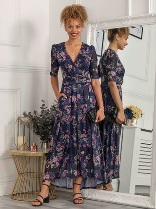 Ressie Dip Hem Maxi Dress, Floral Multi