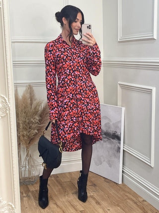 dip hem shirt dress Yumi Women's Denim Dip Hem Relaxed Fit Shirt Dress