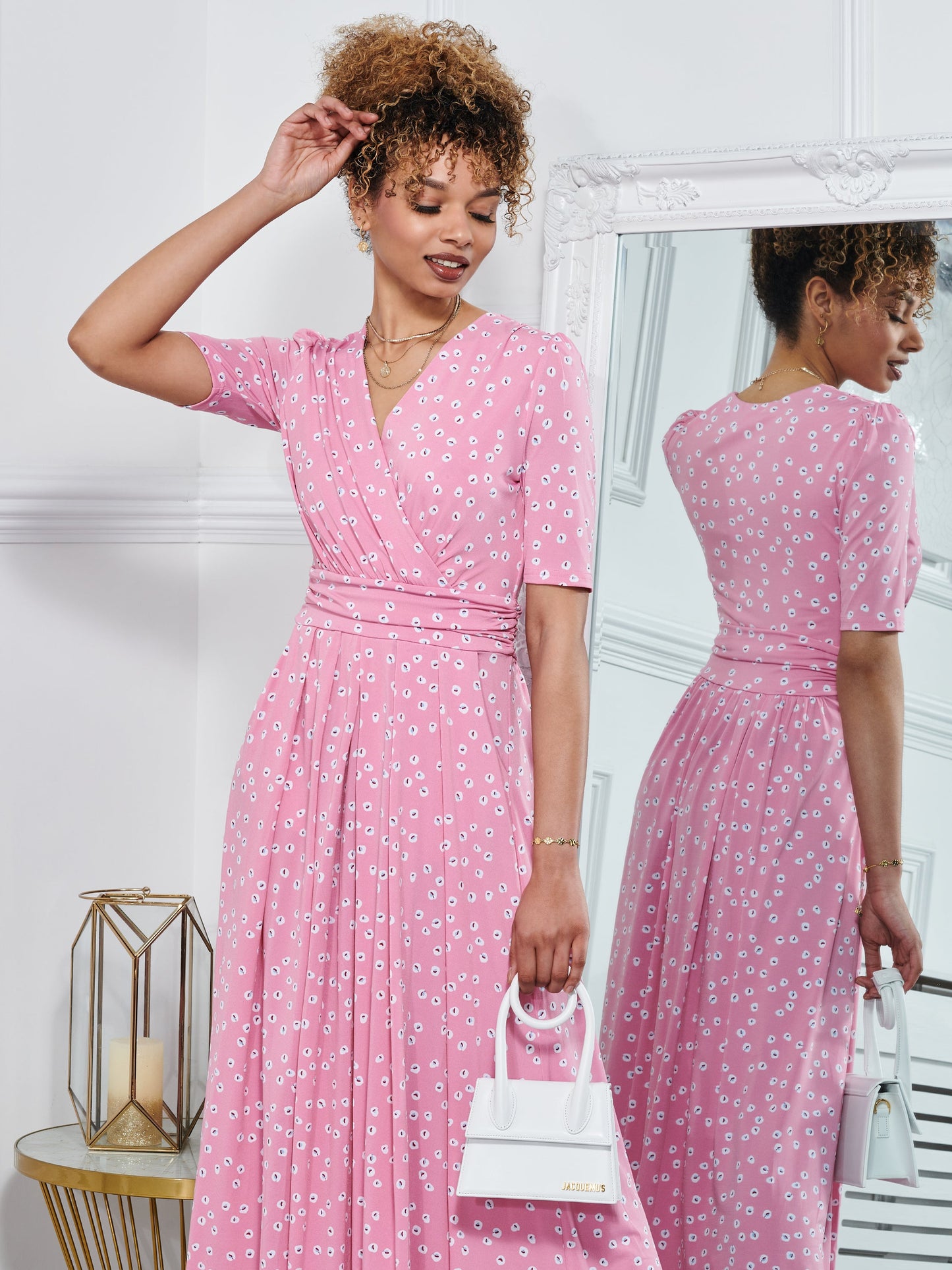 Lyanna Wrap Front Maxi Dress, Dusty Pink