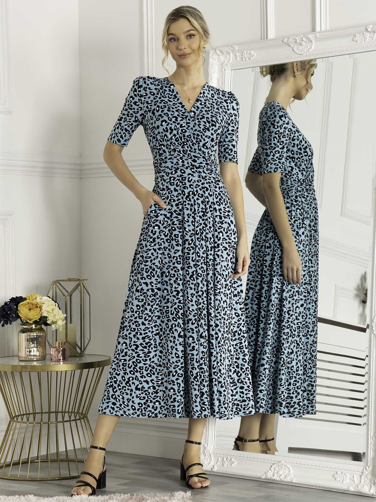 Jolie Moi Molly Jersey Maxi Dress, Blue Animal
