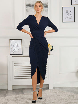 Parris Jersey Draped Bodycon Dress, Navy – Jolie Moi Wholesale Parris Jersey Draped Bodycon Dress, Navy – Jolie Moi Wholesale