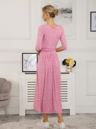 Denisse Spotty Maxi Dress, Dusty Pink