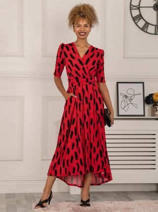Quanna Stroke Print Jersey Maxi Dress, Red Jolie Moi Wholesale Quanna Stroke Print Jersey Maxi Dress, Red Jolie Moi Wholesale